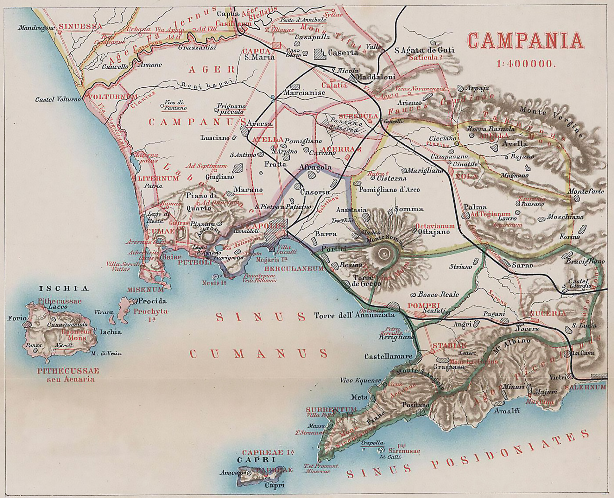 Plan Bay Of Naples 1879 Campania With Pompeii 1879 Beloch 